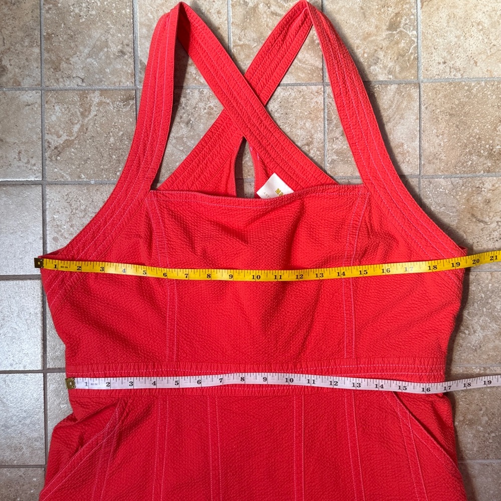 Anthropologie Maeve Alessandra Square Neck Cross-Back Zip Midi Dress Pockets 14 - Picture 6 of 16